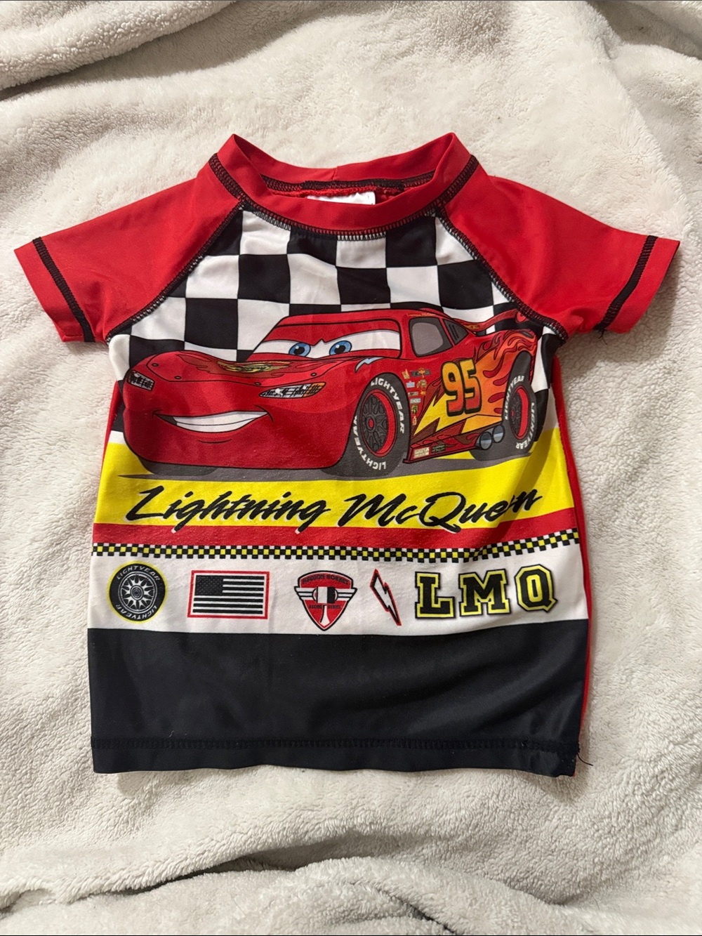 Disney Pixar Cars Lightning McQueen Red Kids Rash Guard
